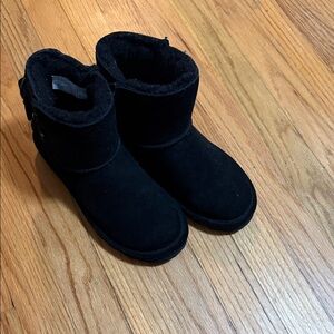 BearPaw Black Suede Buckle Boots
